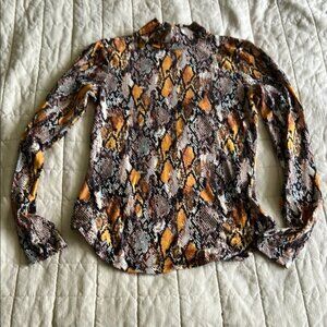 French Connection Snake Print Mockneck Shirt